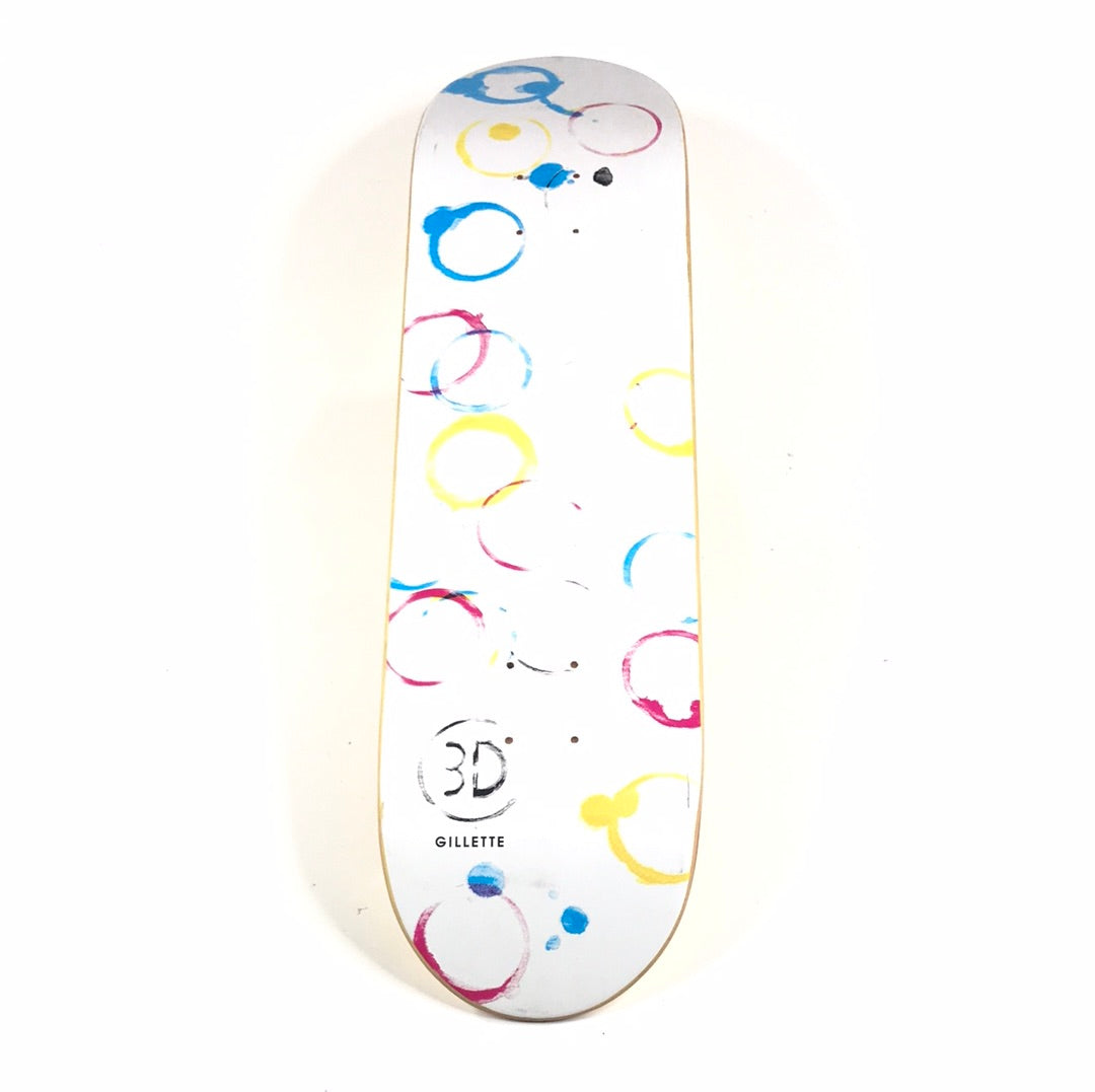3D Austin Gillette Circles White 8.125" Skateboard deck