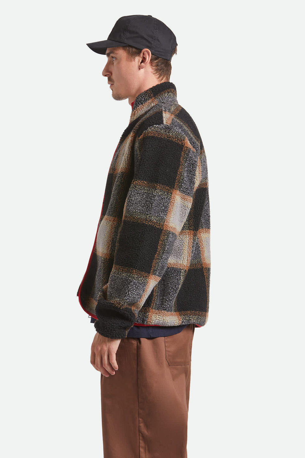Brixton Buffalo Plaid Sherpa Black Cream Full Zip Jacket