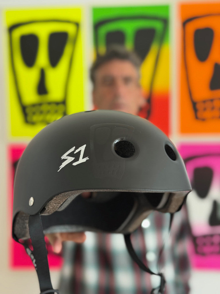 S1 Lifer Black Matte Vato Skull Lance Mountain Helmet