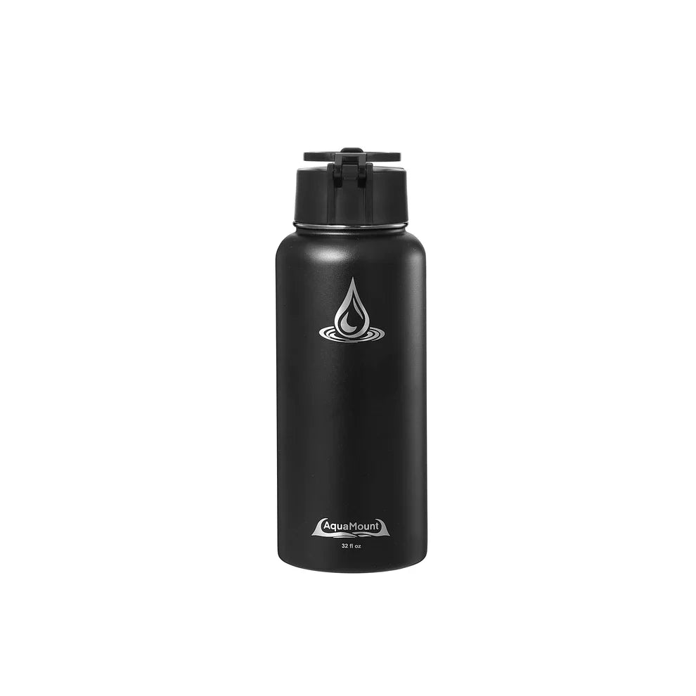 AquaMount Pro 32oz Midnight Black Water Bottle