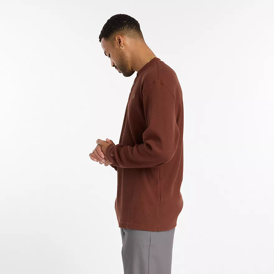New Balance Numeric Rich Oak Waffle Knit L/s Henley