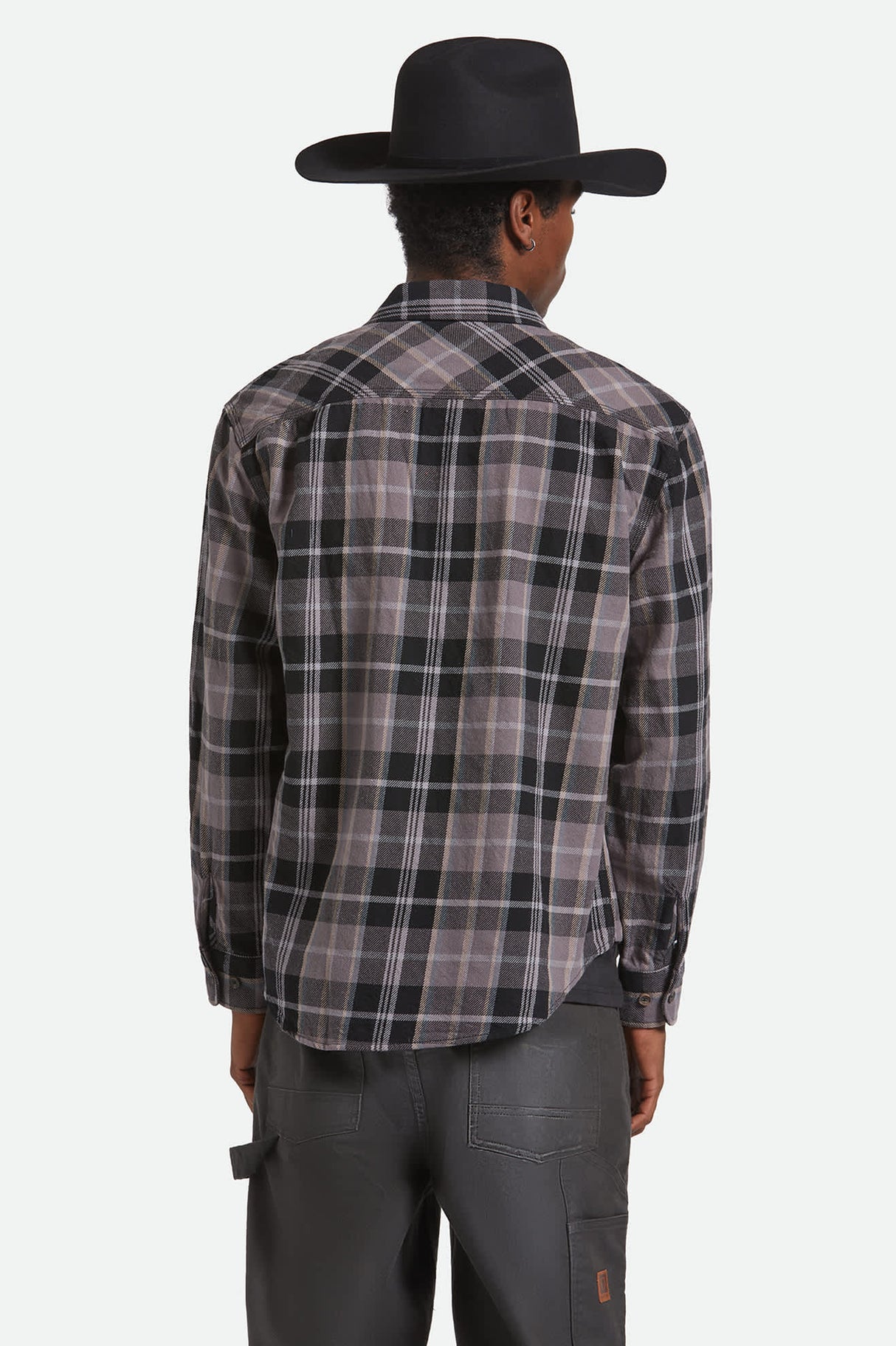 Brixton Vintage Wash Black Charcoal Beige Slate L/s Flannel Shirt