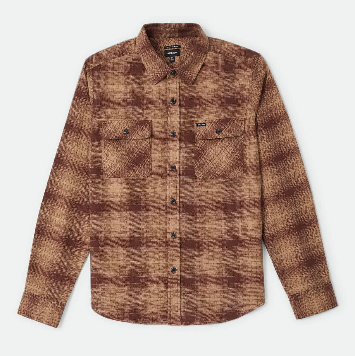 Brixton Bowery Chocolate Khaki L/s Flannel Shirt