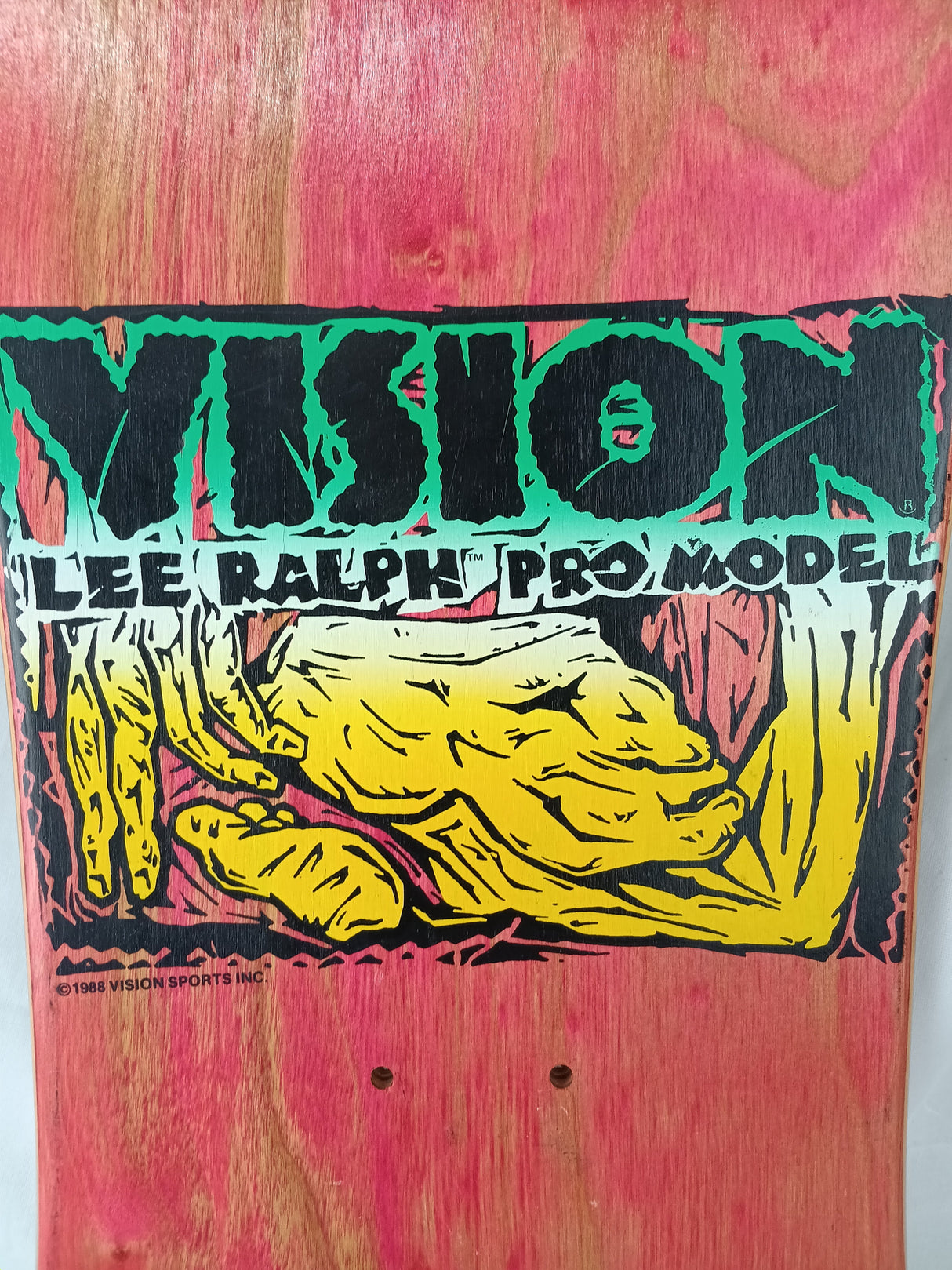 Vision Sports Lee Ralph Pro Model Contortionist Red Green Black Size 10.0 Original NOS Skateboard Deck