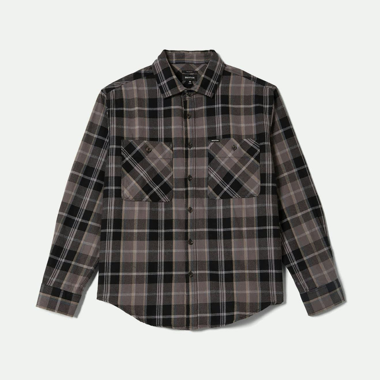 Brixton Vintage Wash Black Charcoal Beige Slate L/s Flannel Shirt