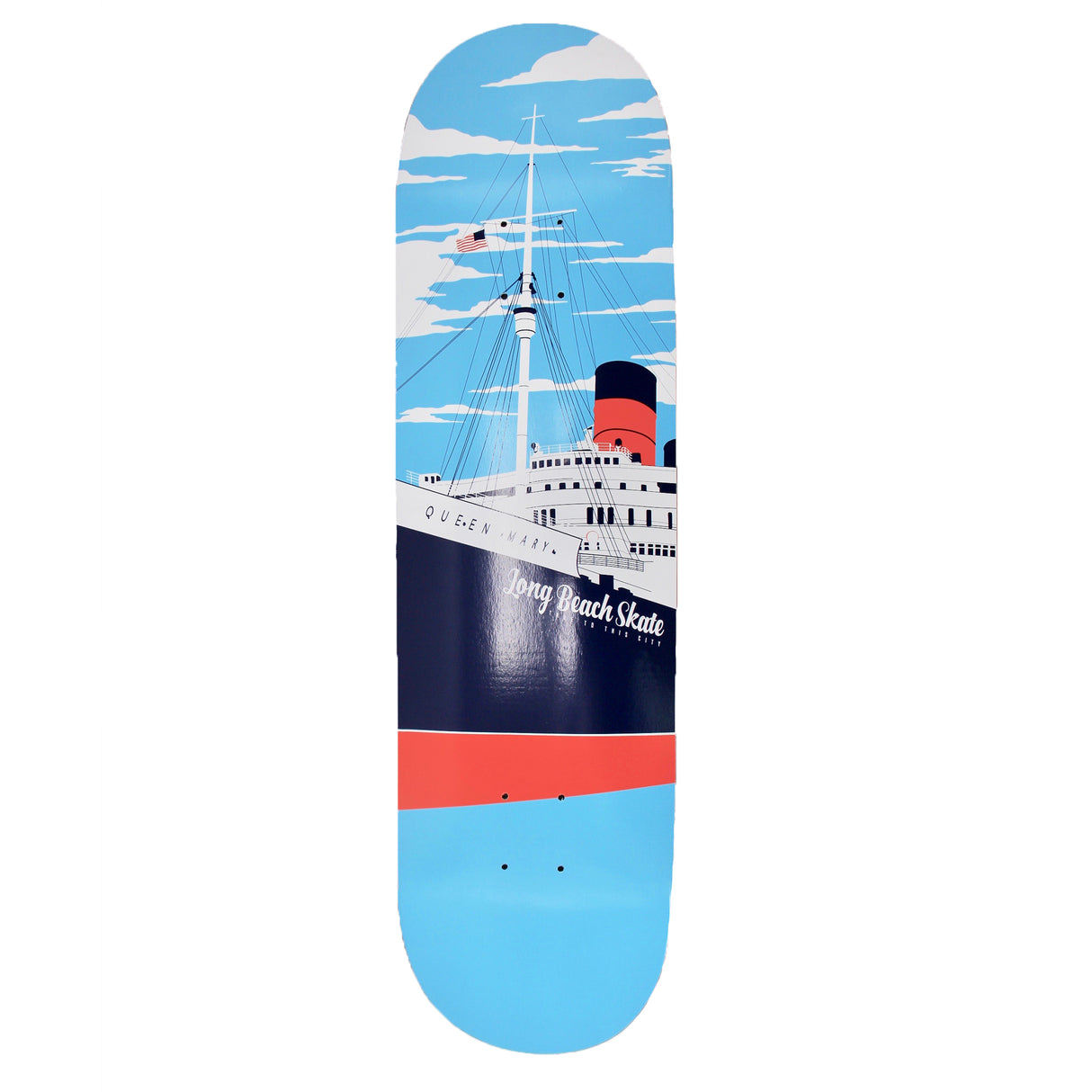 Long Beach Skate Co. Queen Mary Remix Series V2 Blue & Red 7.5" Skateboard Deck