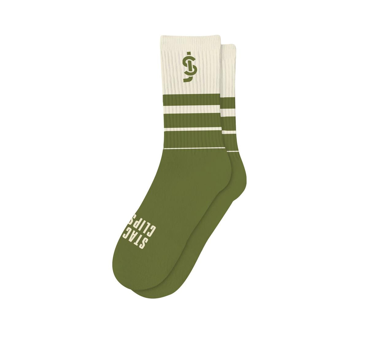 Shake Junt Stack Clips Olive/Cream Socks