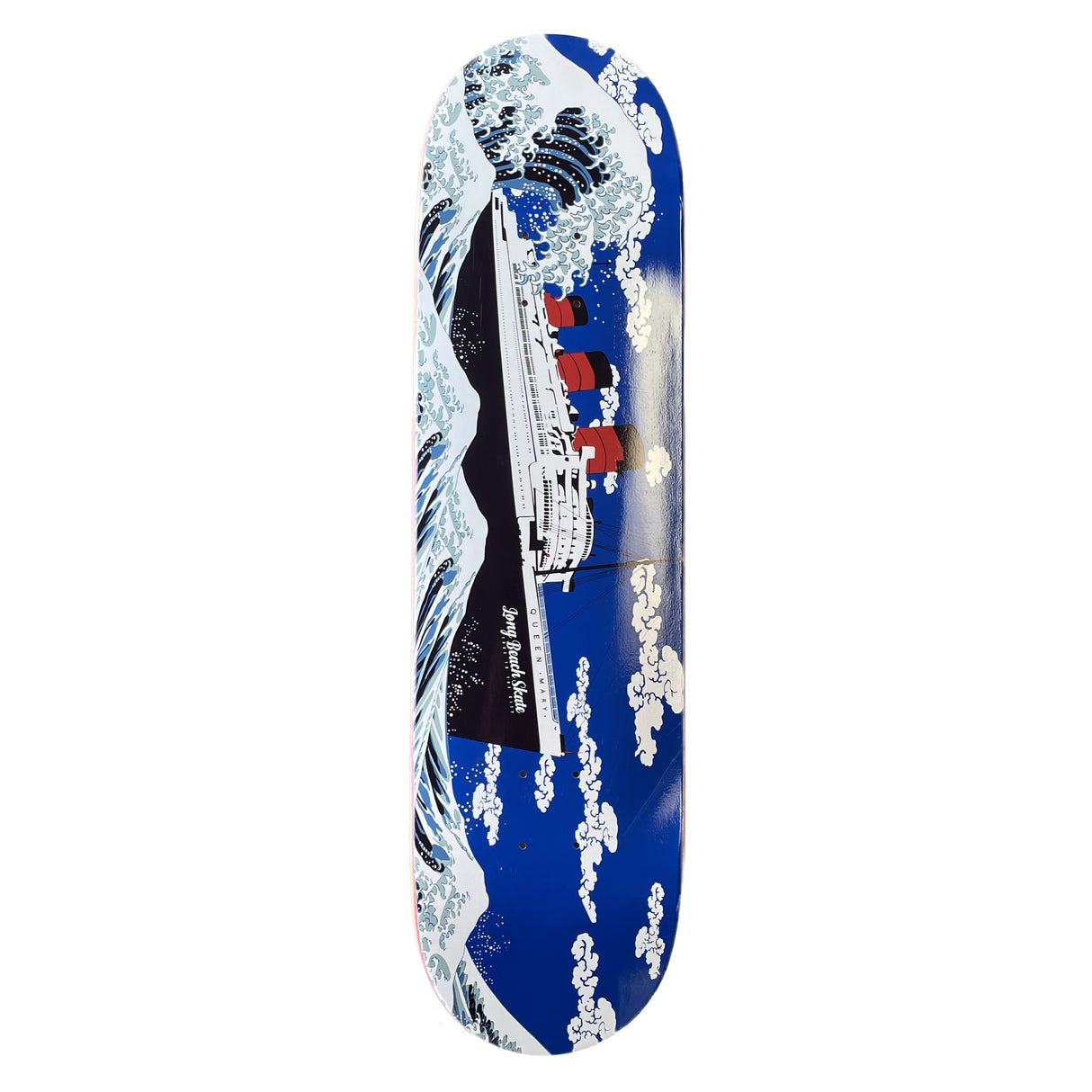 Long Beach Skate Co Blue Japanese Wave Queen Mary Skateboard Deck
