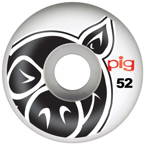 Pig Wheels 52mm Pig Head White Natural Skateboard Wheels