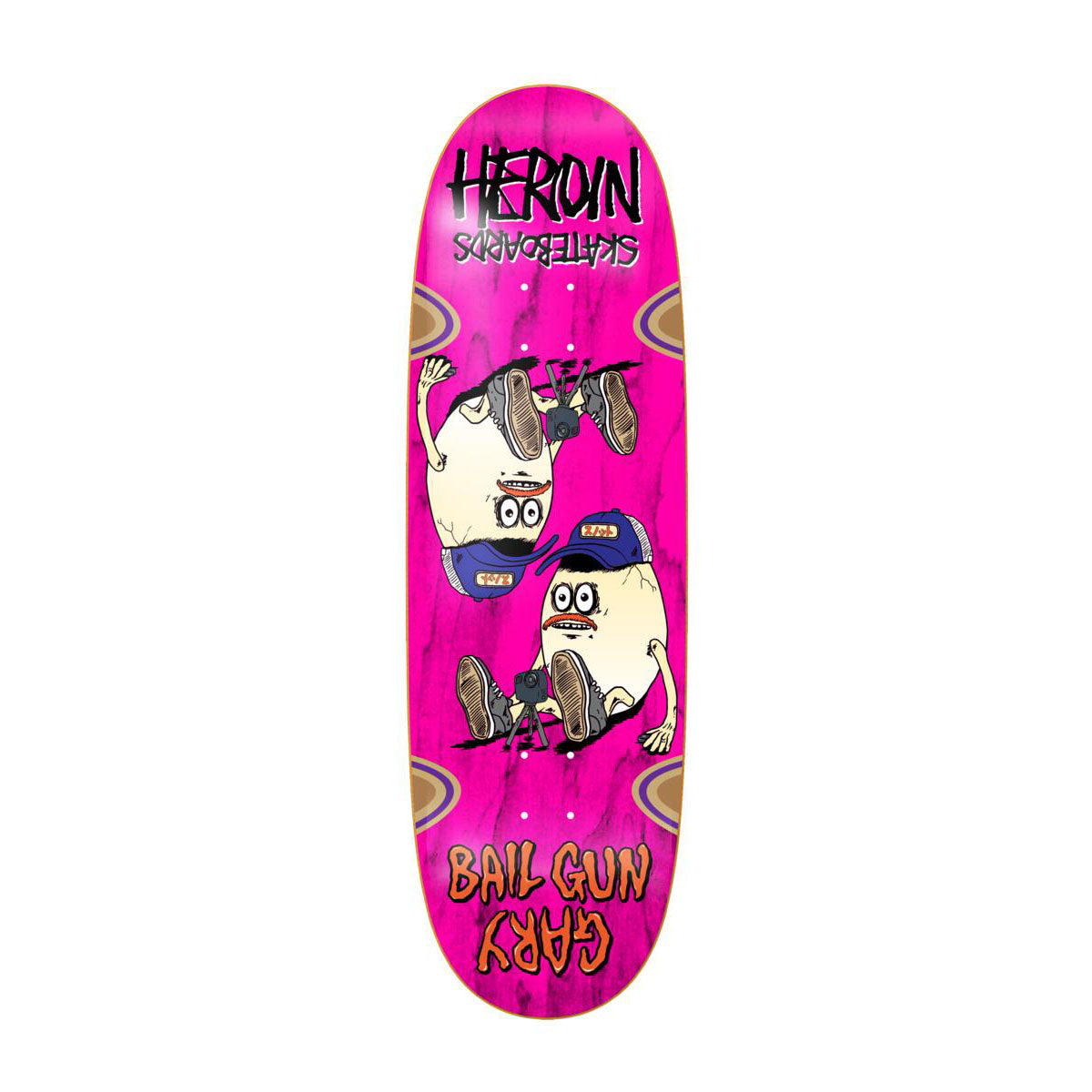 Heroin Bail Gun Gary 4 Egg 9.75" Shaped Skateboard Deck