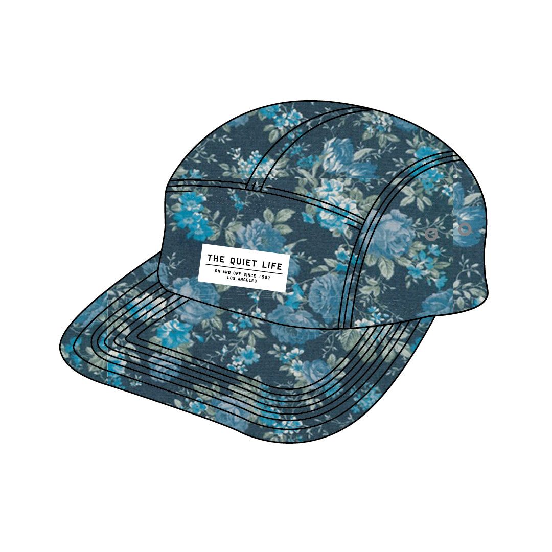 The Quiet Life Blue Flowers 5 Panel Strapback Camper Hat