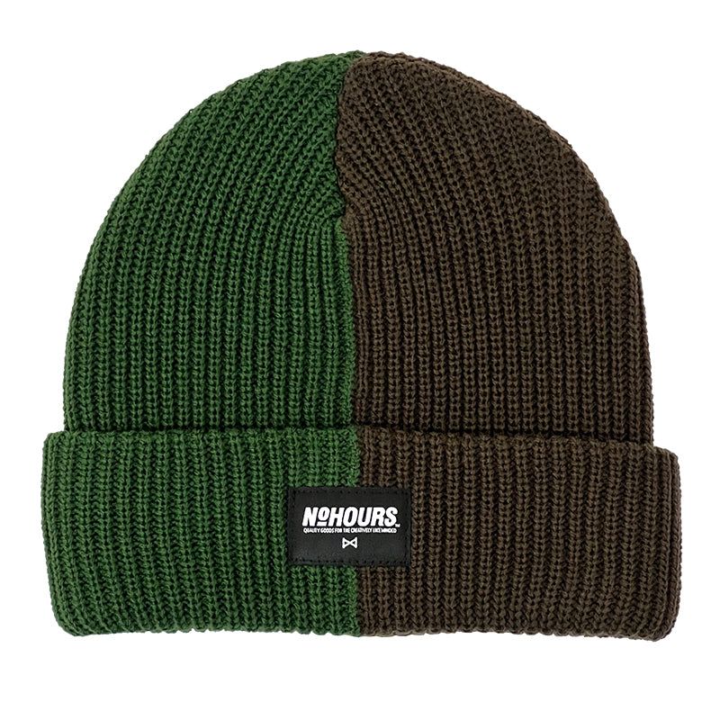 No Hours 2 Tone Green/Brown Beanie