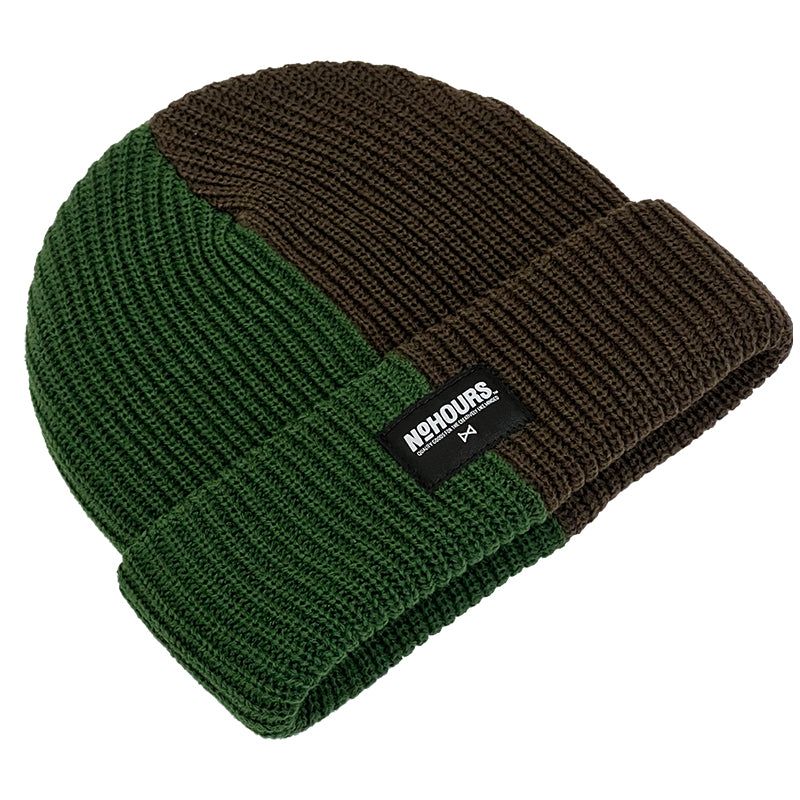 No Hours 2 Tone Green/Brown Beanie