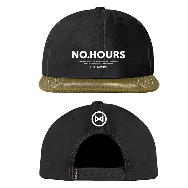 No Hours Rebel Black/Olive Snapback Hat