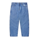 No Hours Stamped Blue Washed Denim Pants