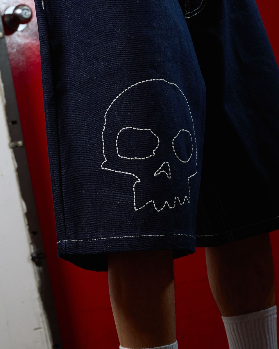 Pleasures X Zero Skull Denim Jorts Shorts