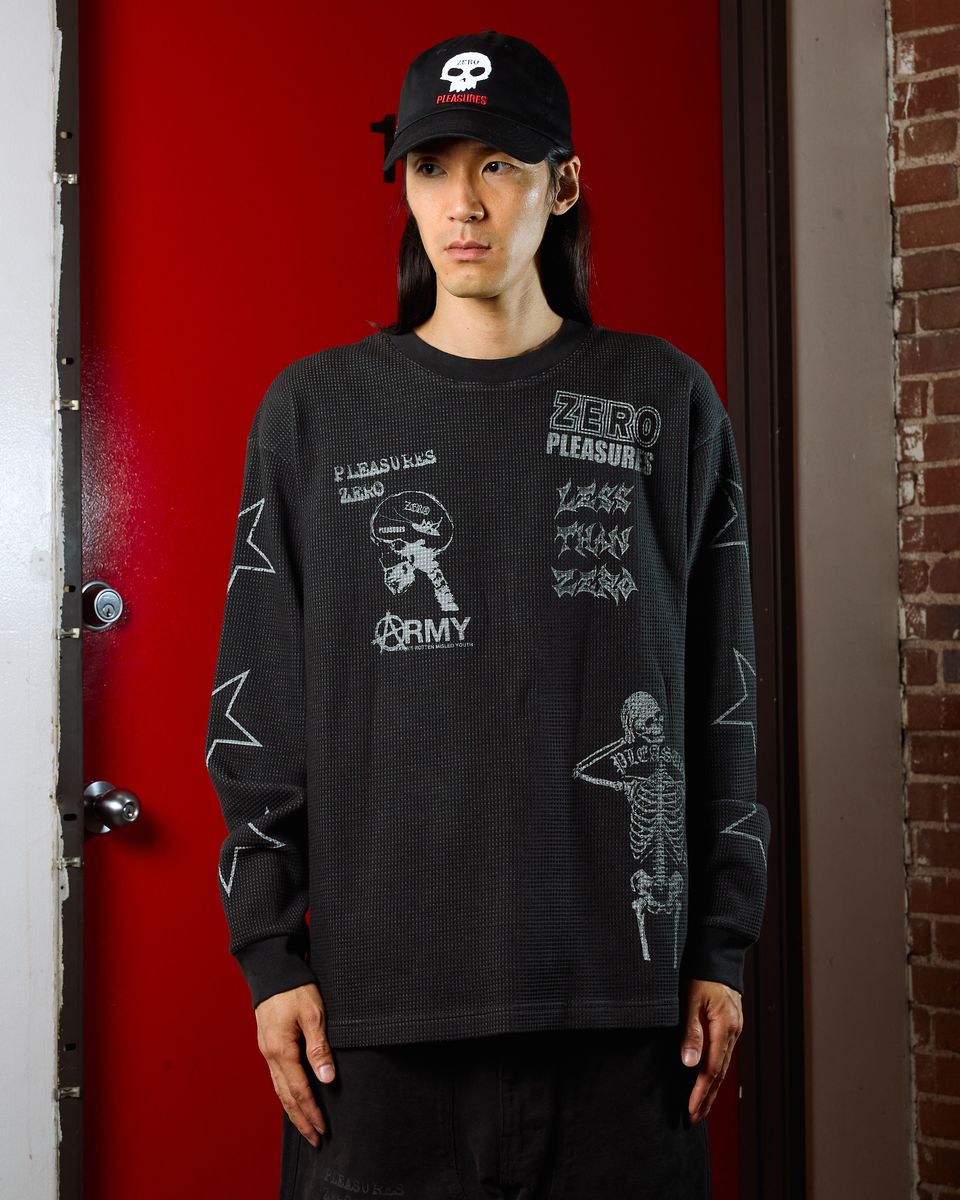 Pleasures X Zero Misled Black Thermal Longsleeve Shirt – Long
