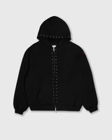 Pleasures X Zero Studded Black Hooded Sweatshirt