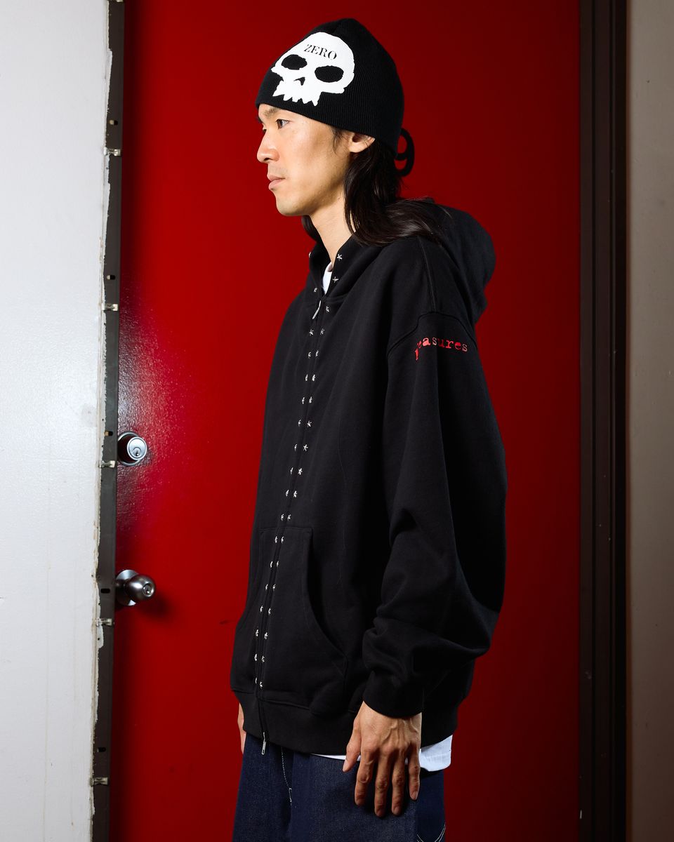 Pleasures X Zero Studded Black Hooded Sweatshirt