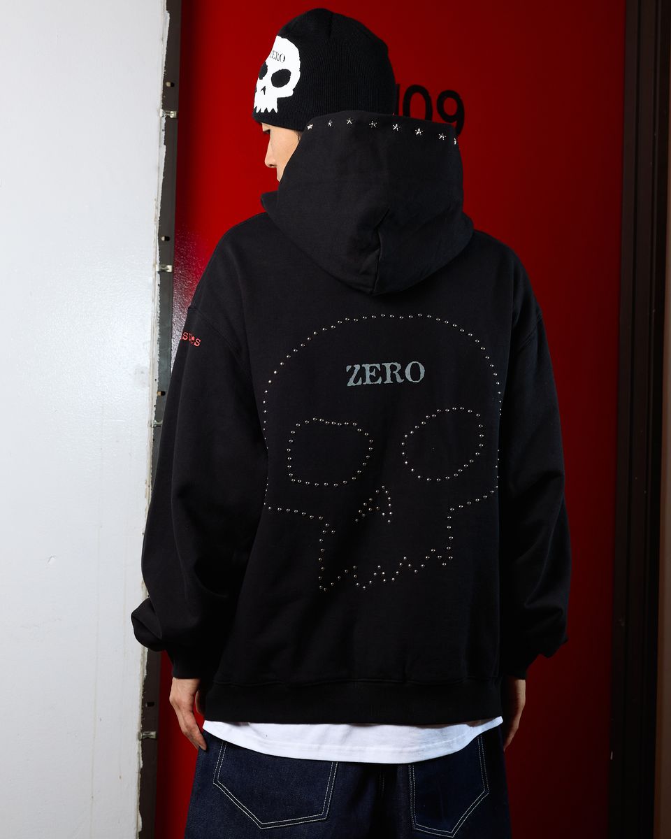 Pleasures X Zero Studded Black Hooded Sweatshirt