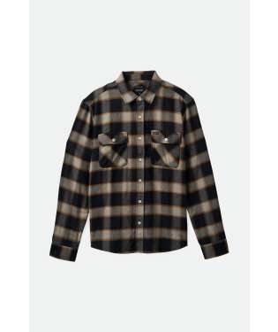 Brixton Bowery Black Cream L/s Flannel Shirt