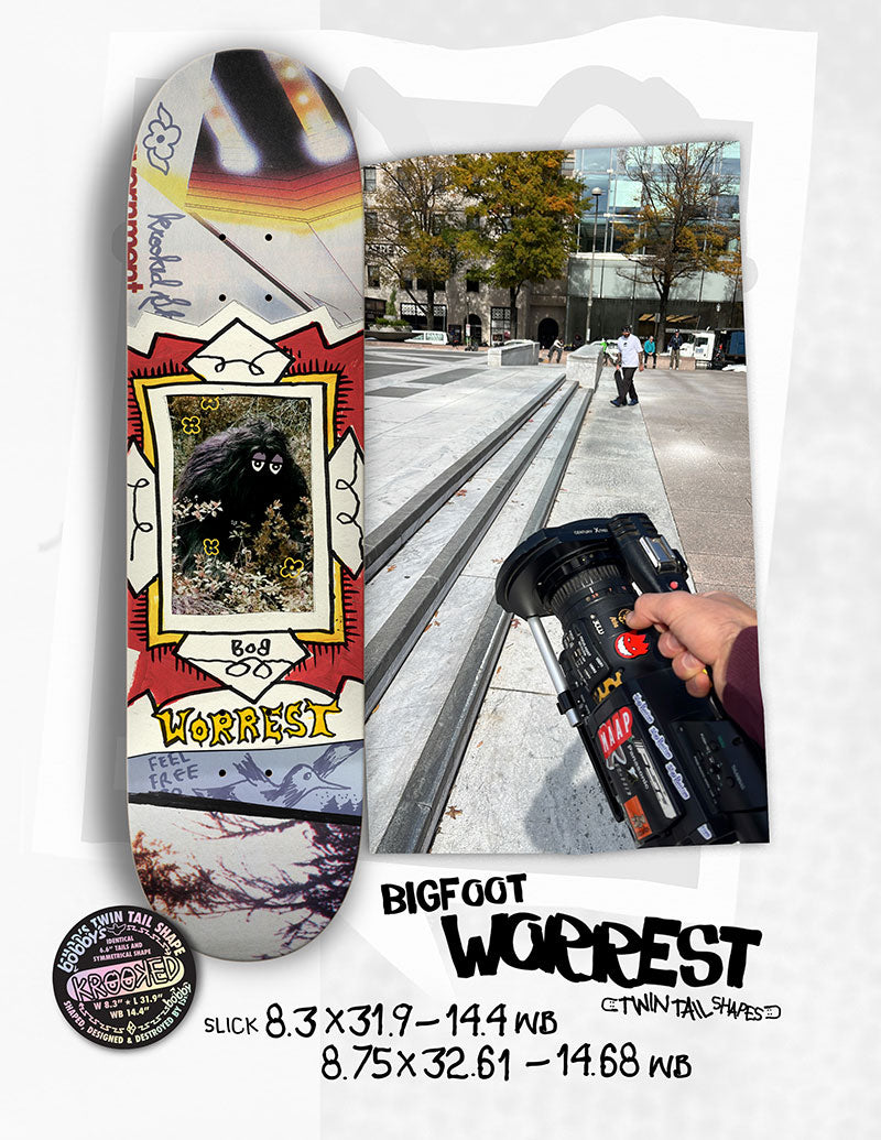 Krooked Bobby Worrest Big Foot 8.75" Twin Tail Skateboard Deck