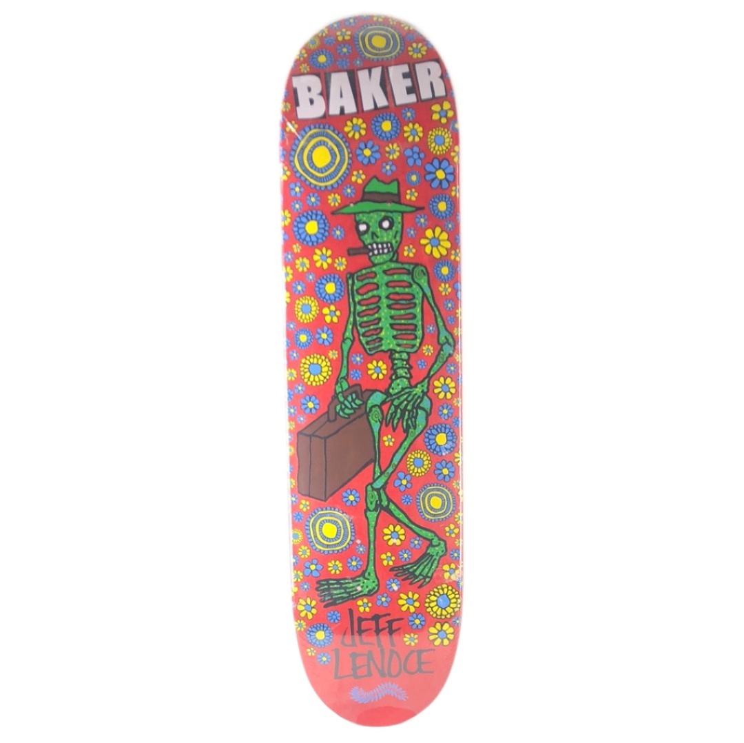 Baker Jeff Lenoce Skeleton Flower Red 7.9" Skateboard Deck