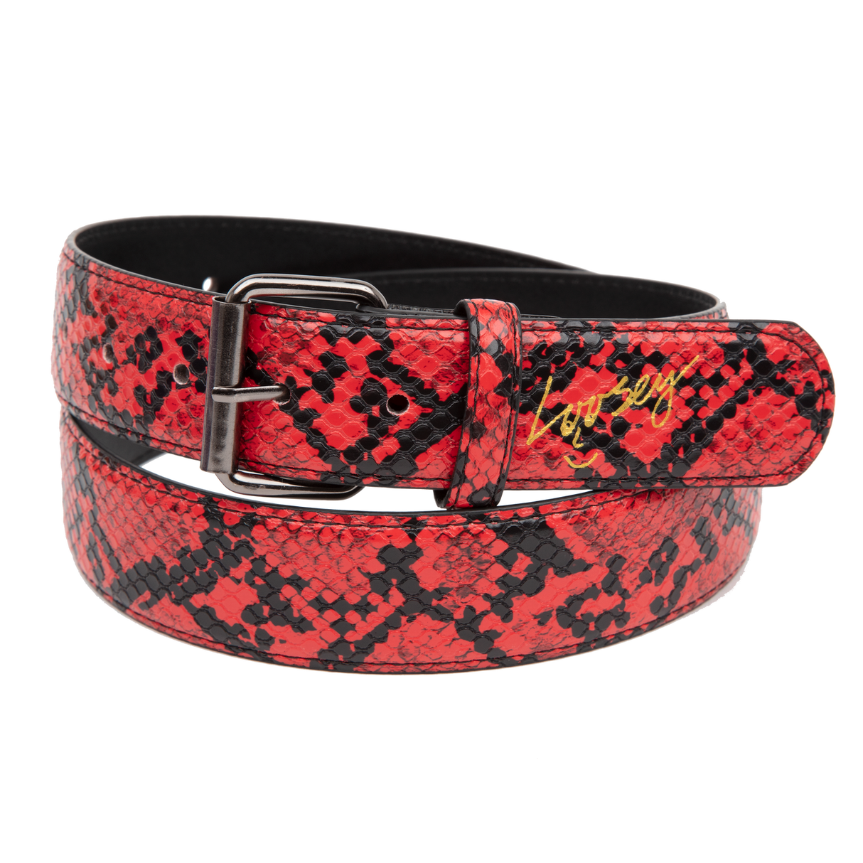 Loosey Red Snake Skin Belt