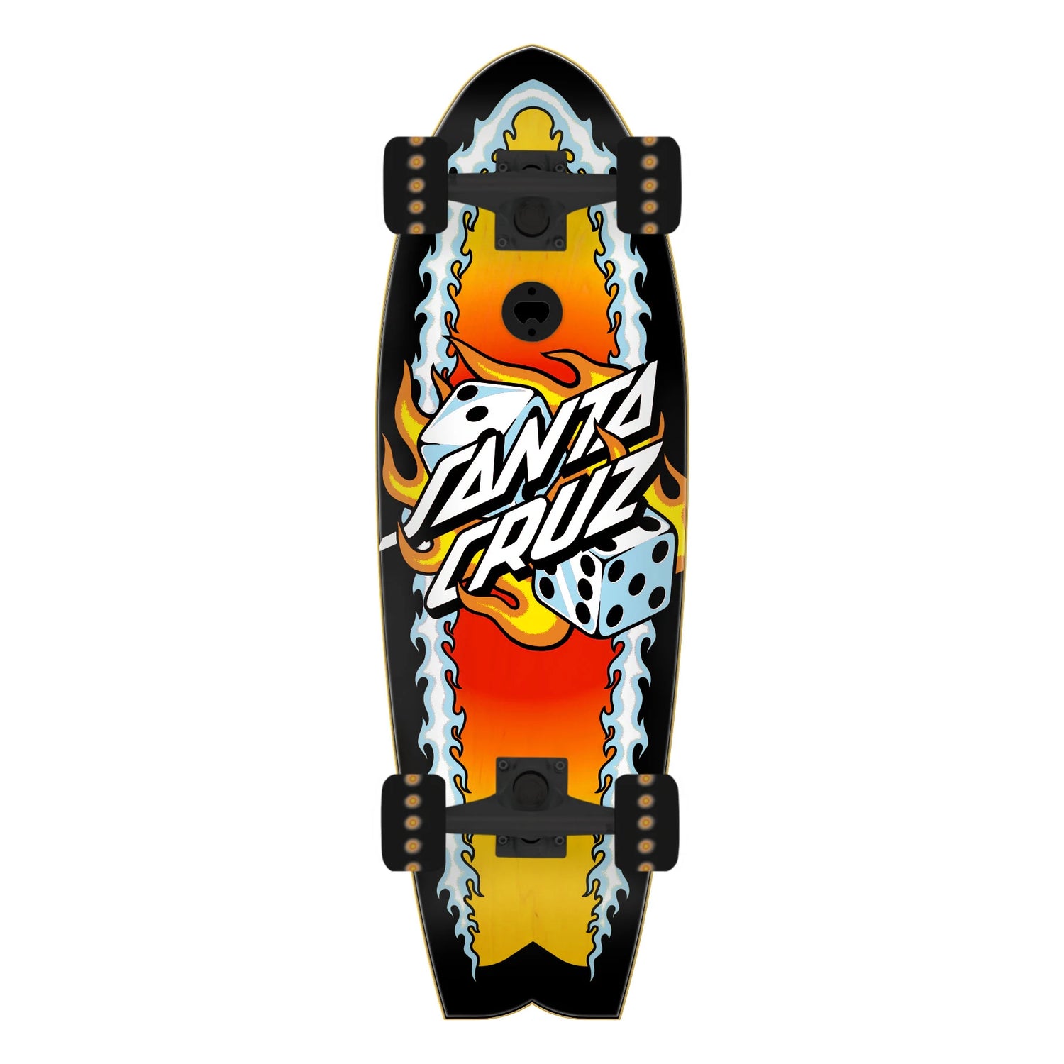 Santa Cruz Flaming Dice Dot 8.81" Shark Cruzer Cruiser Complete Skateboard