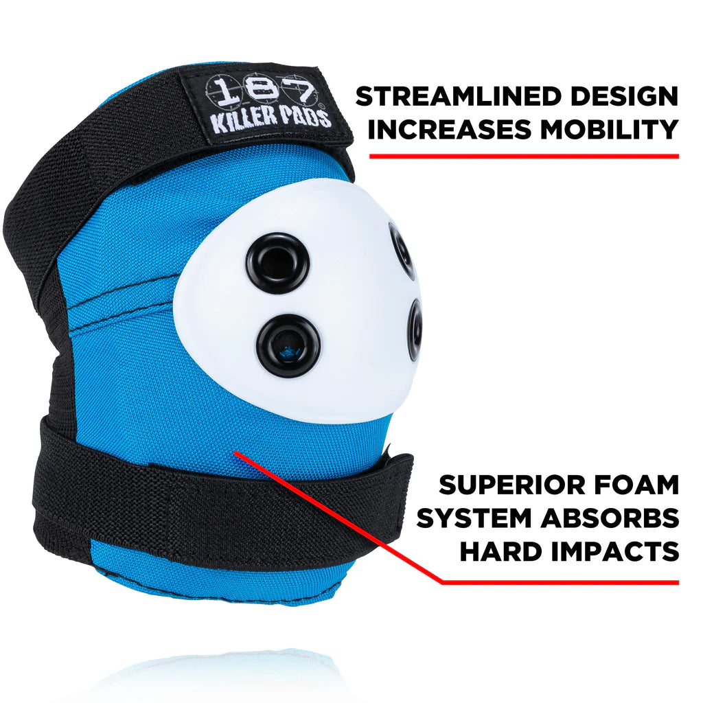 187 Killer Pads Combo Pack Knee & Elbow L/XL Red White Blue Pads