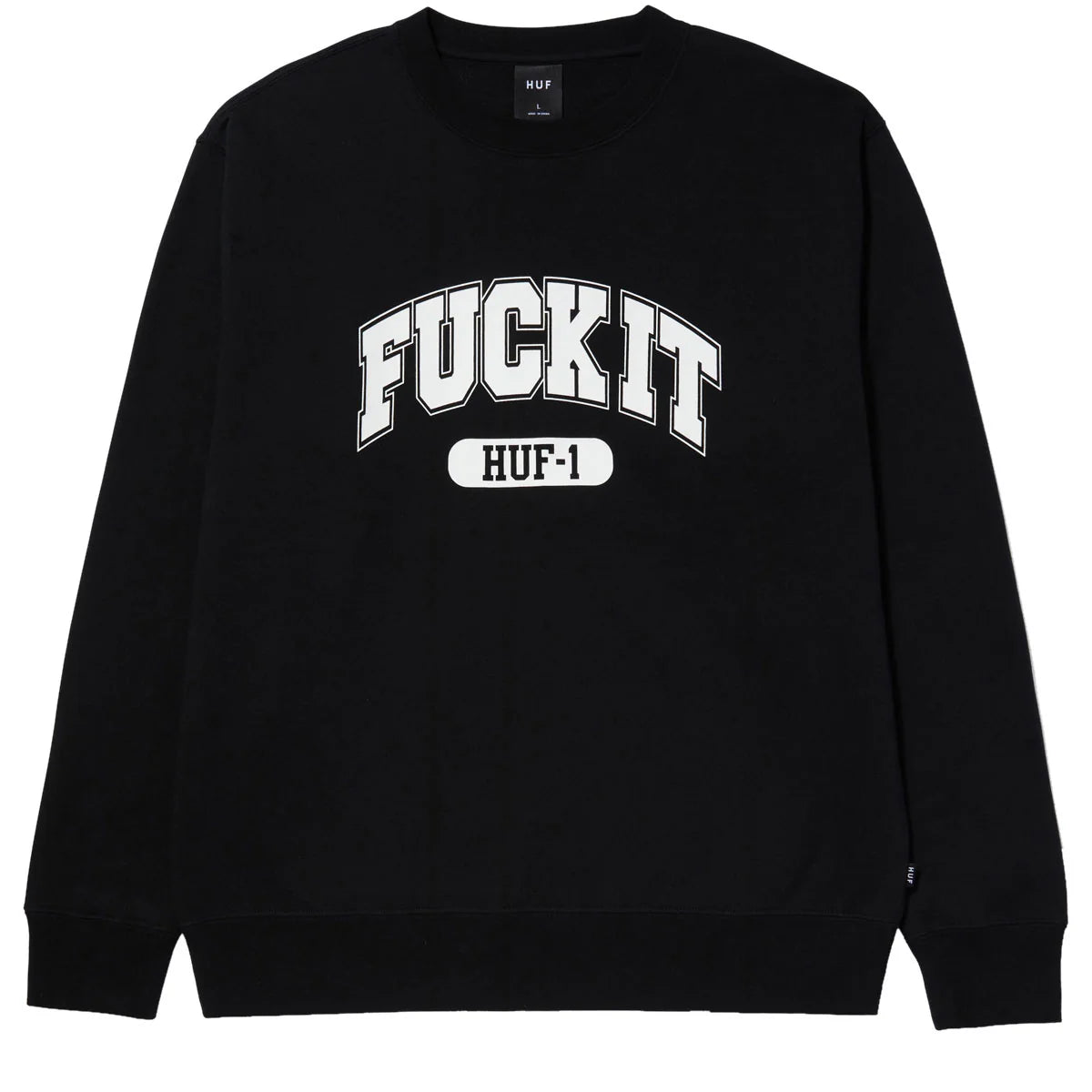 Huf Fuck It Black Crewneck Sweatshirt – Long Beach Skate Co