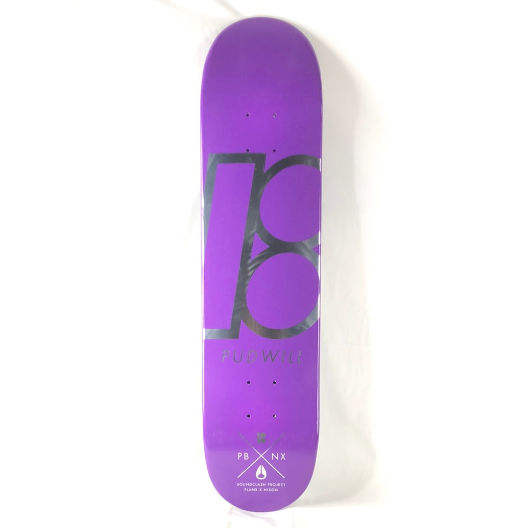 Plan B X Nixon Torrey Pudwill B Logo Purple/Silver Size 7.5 Skateboard Deck