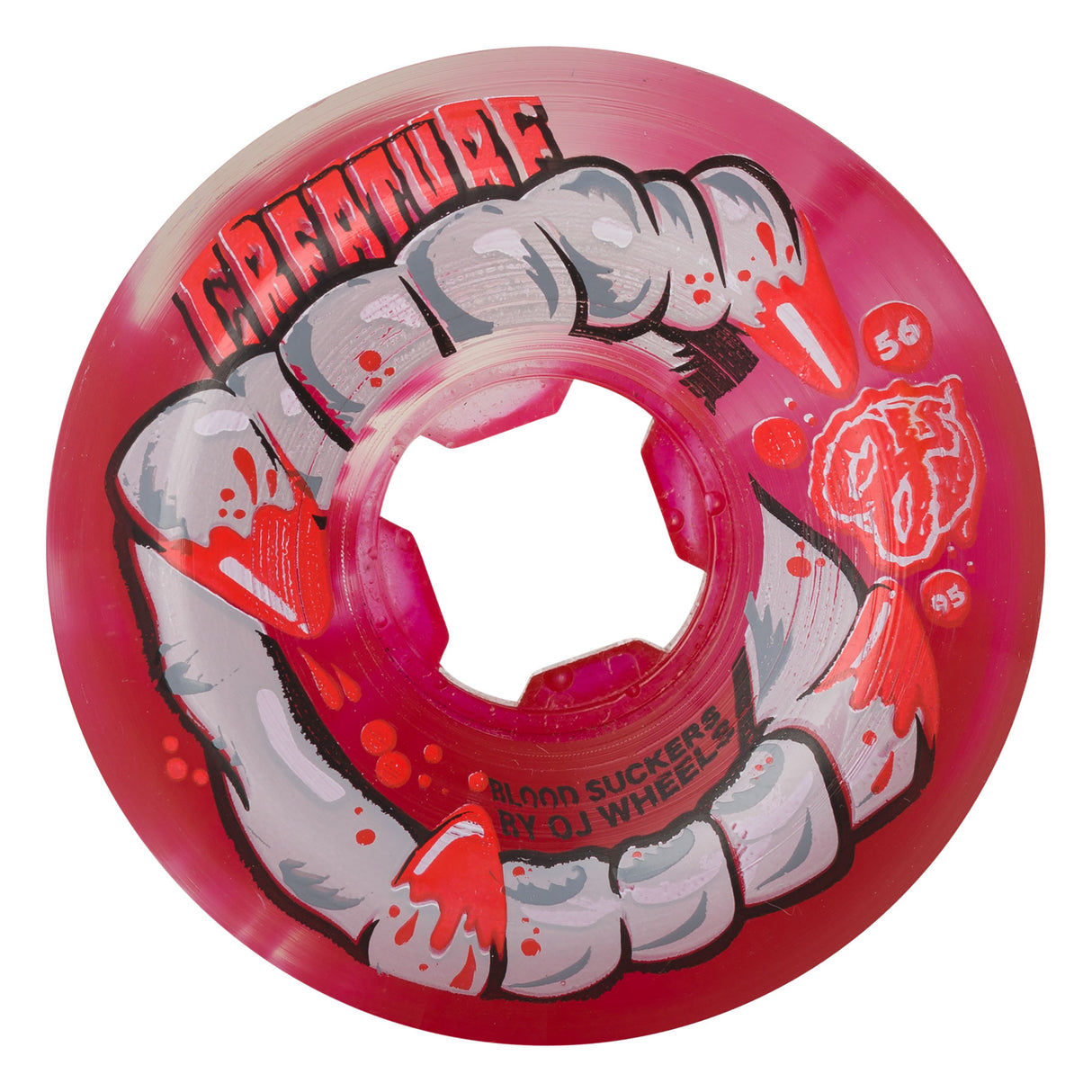 OJ DNA Curbsuckers Bloodsuckers 95a 56mm Red Clear Swirl Skateboard Wheels