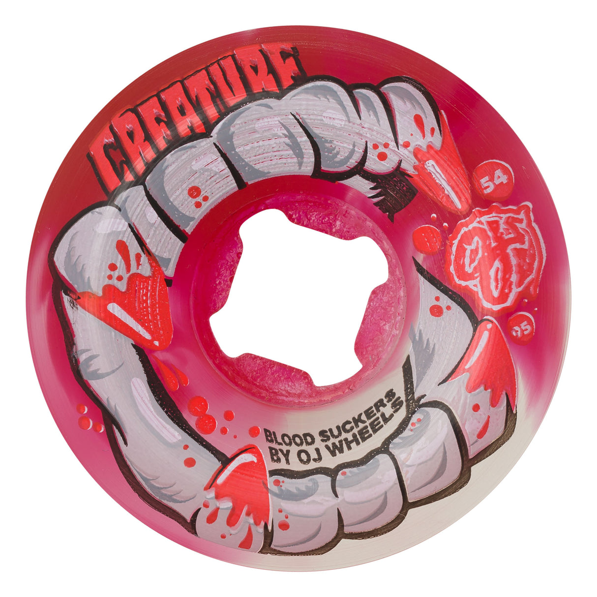 OJ DNA Curbsuckers Bloodsuckers 95a 54mm Red Clear Swirl Skateboard Wheels