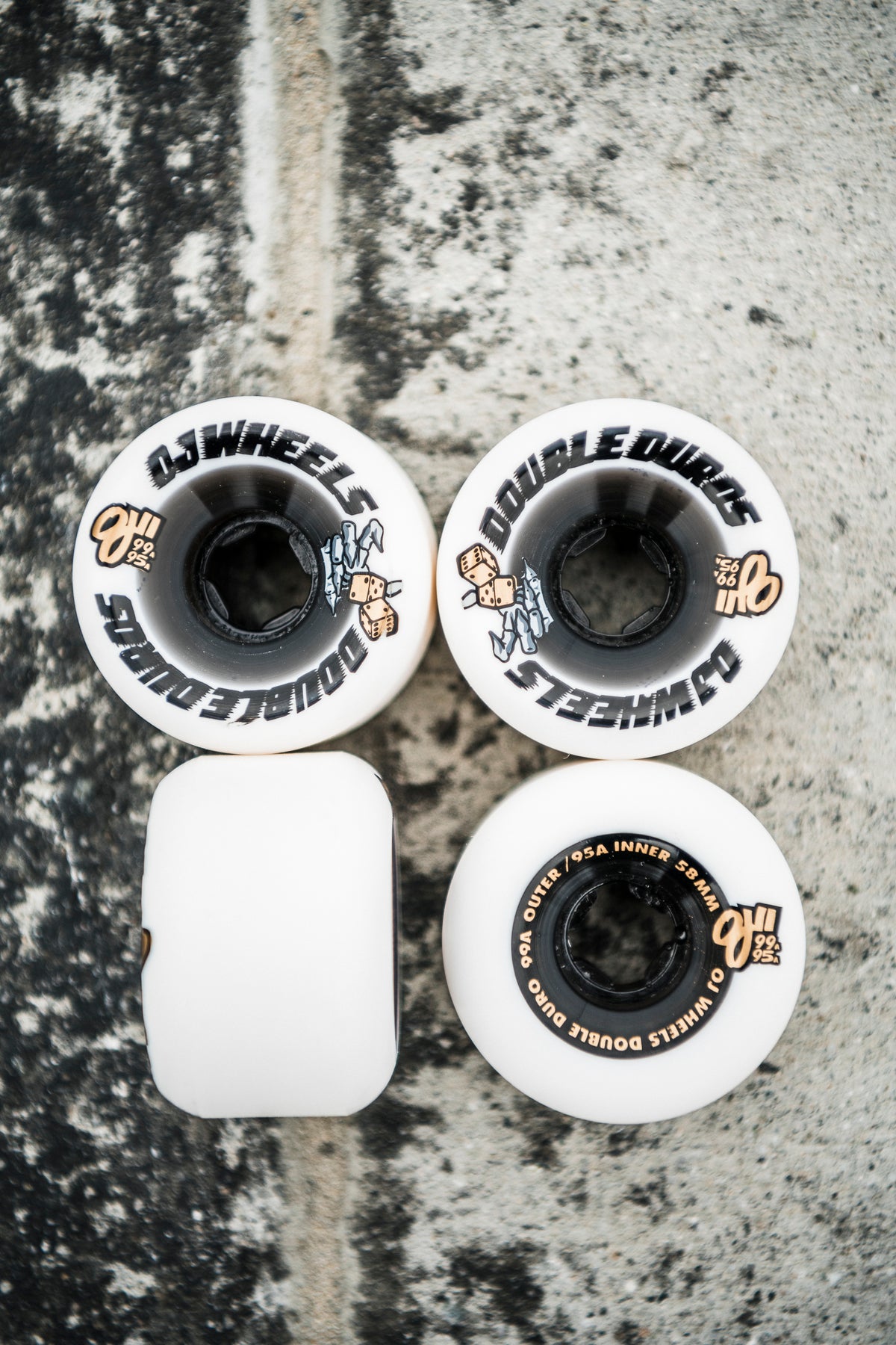 OJ Double Duro White/Black Mini Combo 58mm 99a/95a Wheels – Long