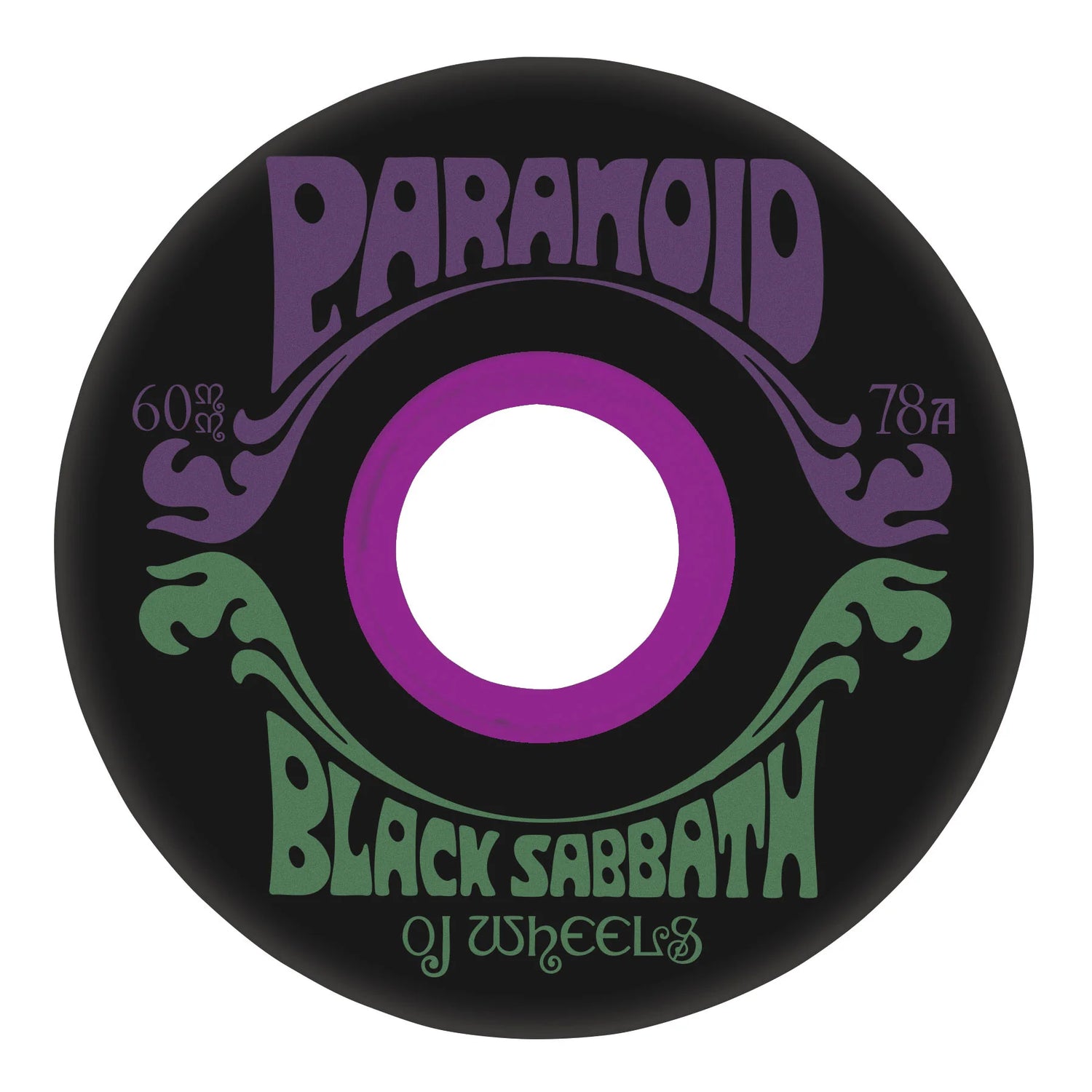 OJ Black Sabbath Paranoid Super Juice Black 78a 60mm Cruiser Skateboard Wheels