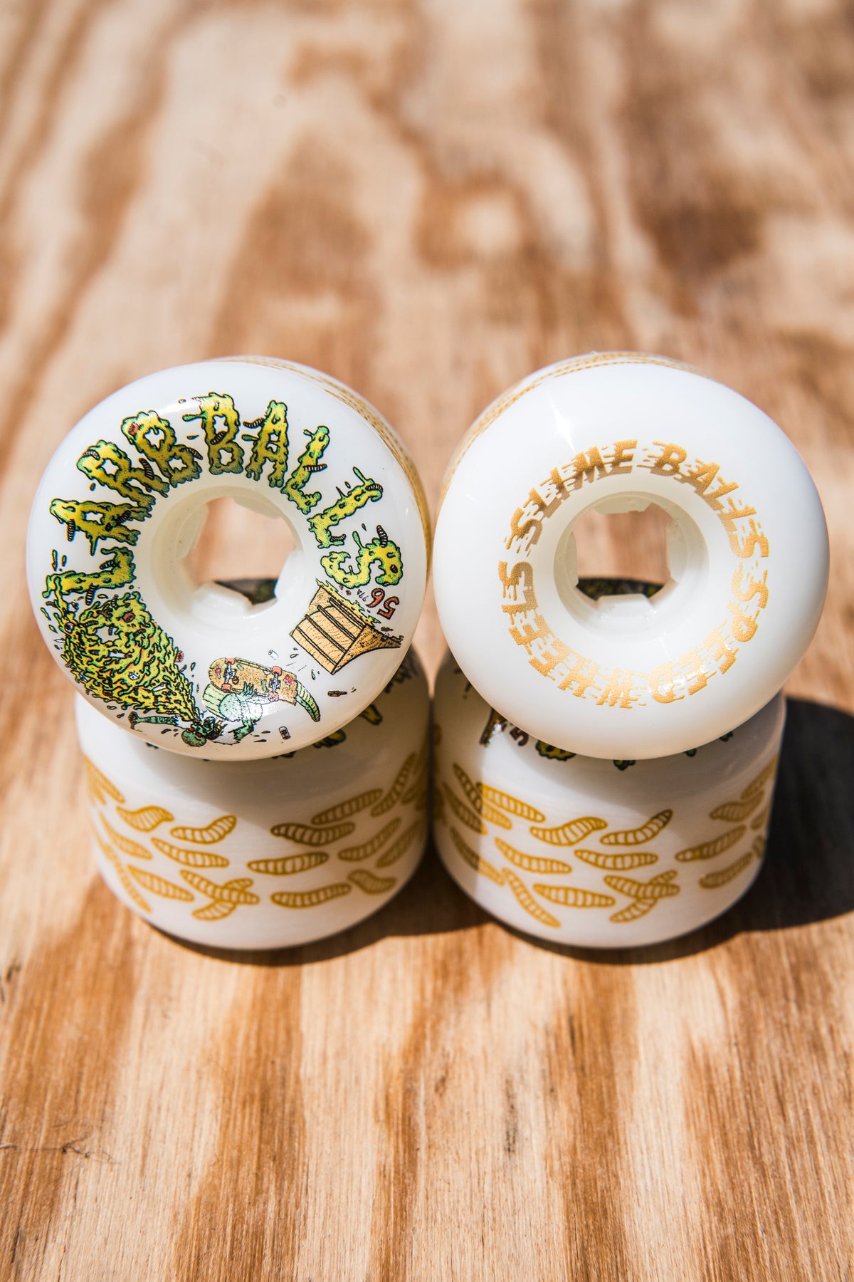 Slime Balls 56mm Sam Hitz White Full Combo 99a Skateboard Wheels