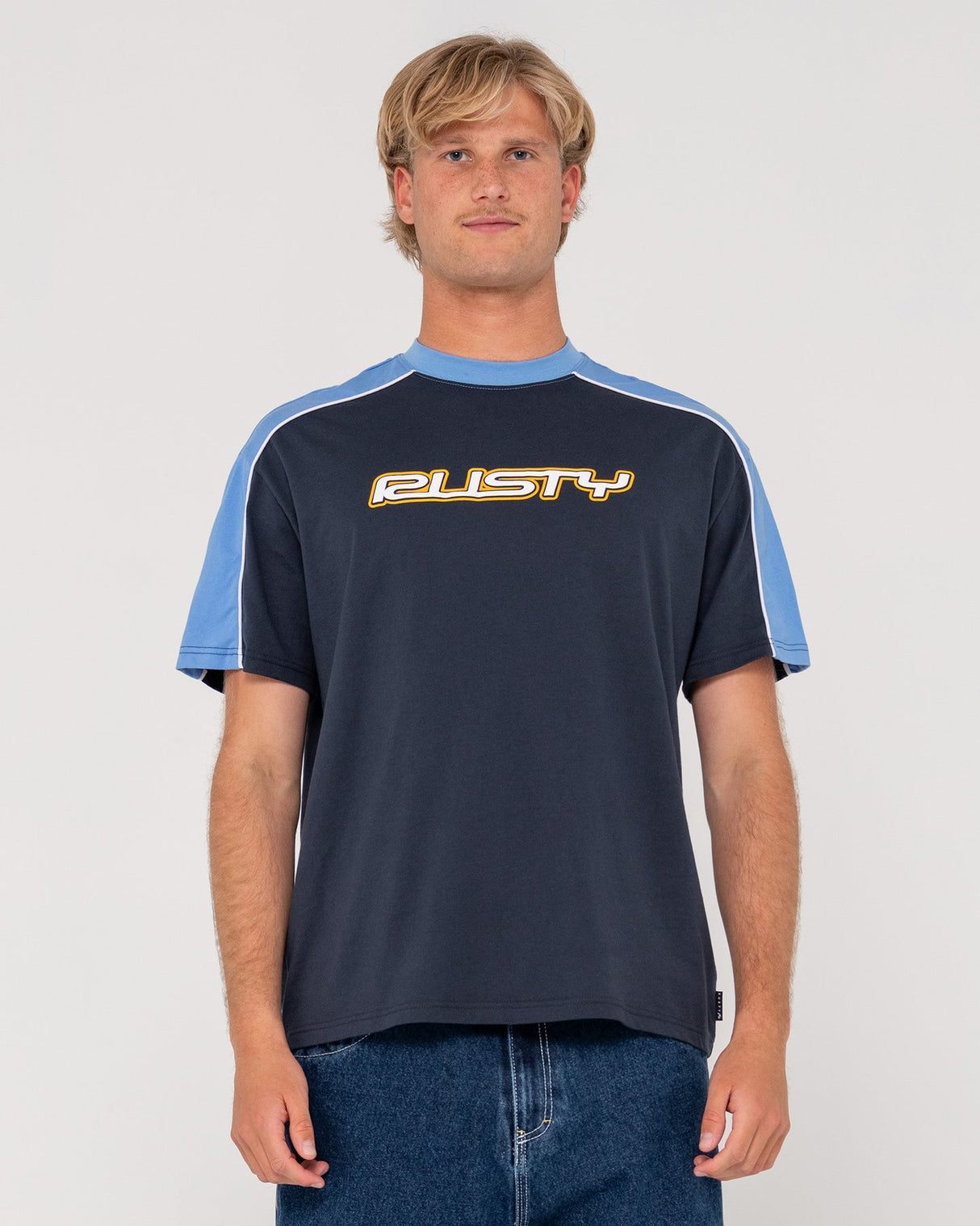 Rusty Straight Shooter Navy Blue Regatta Tee S/s Shirt