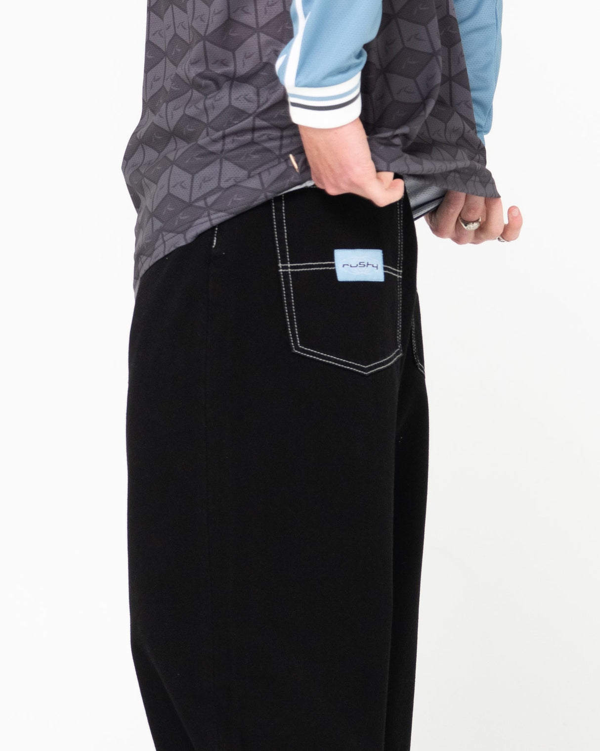 Rusty Escape Baggy Black Out Denim Jeans