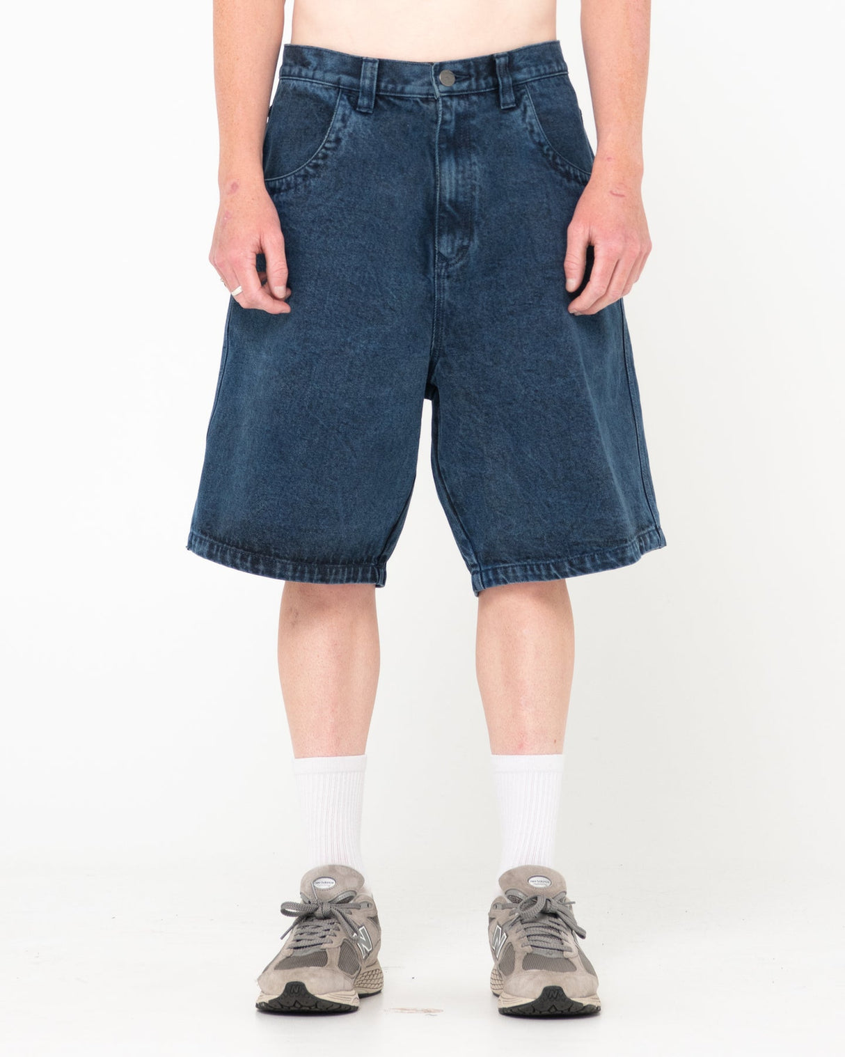 Rusty Flip Daddy Tapeless Overdyed Blue Jorts