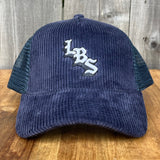 Long Beach Skate LBS Long Side Corduroy Trucker Navy Snapback Hat