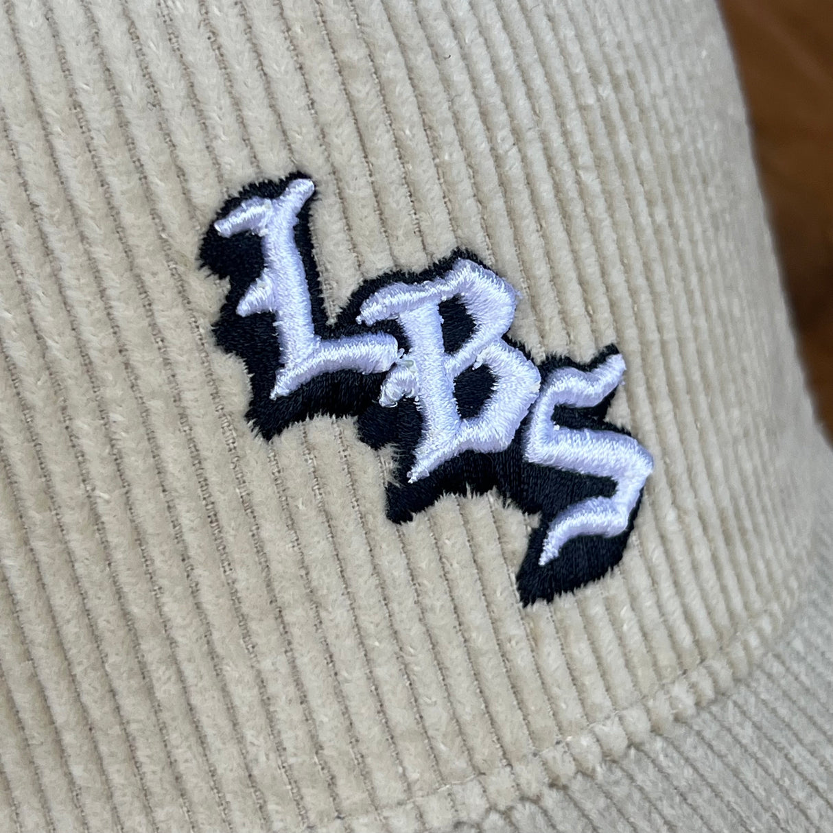 Long Beach Skate LBS Long Side Corduroy Trucker Beige Snapback Hat