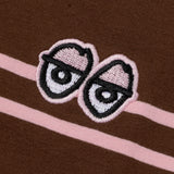 Krooked Eyes Embroidered Stripe Brown Pink S/s Shirt
