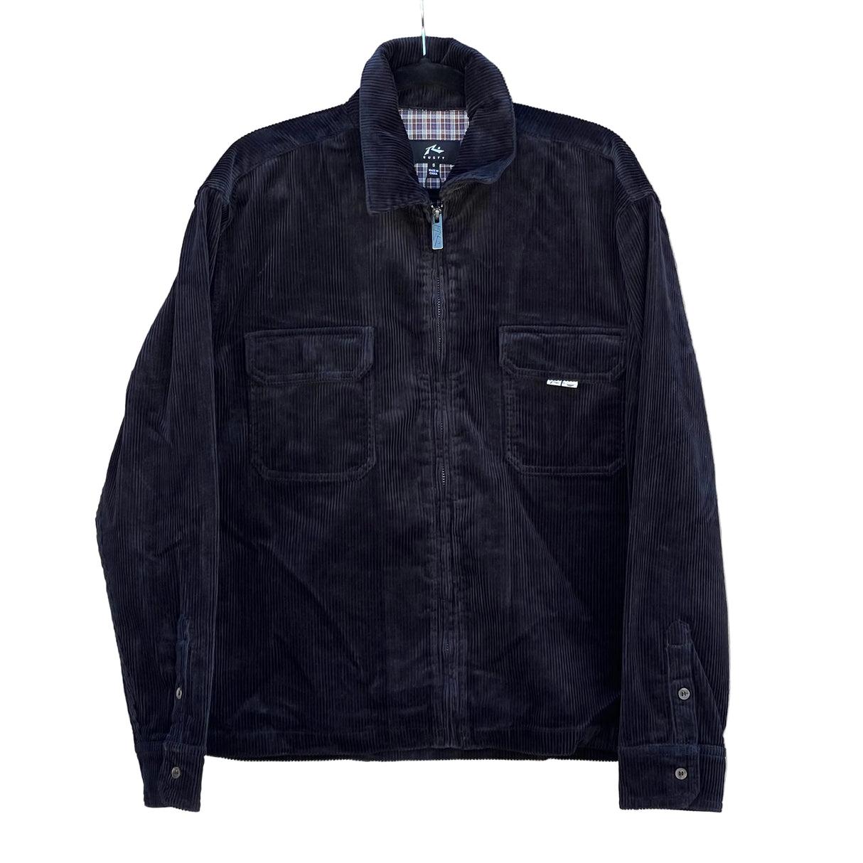 Rusty Zeal Navy Blue Cord Zip Thru Over Shirt