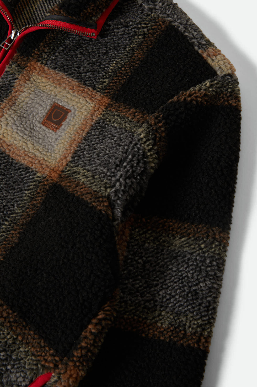 Brixton Buffalo Plaid Sherpa Black Cream Full Zip Jacket