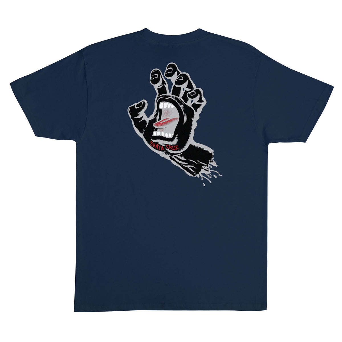Santa Cruz Screaming Hand S/s Heavyweight Shirt Navy with Grey Invert