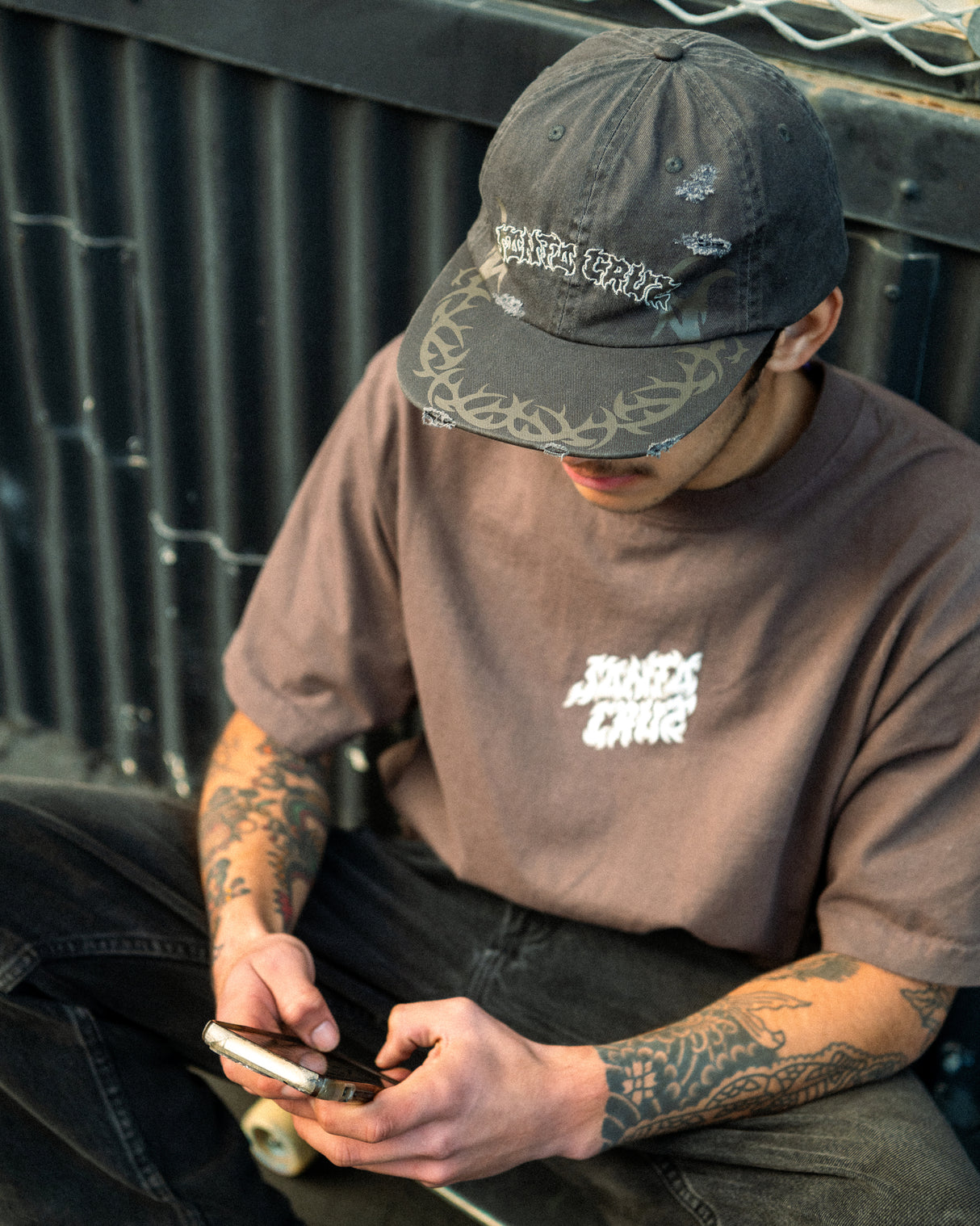 Santa Cruz Razor Dot Center Mocha Brown Heavyweight S/s Shirt