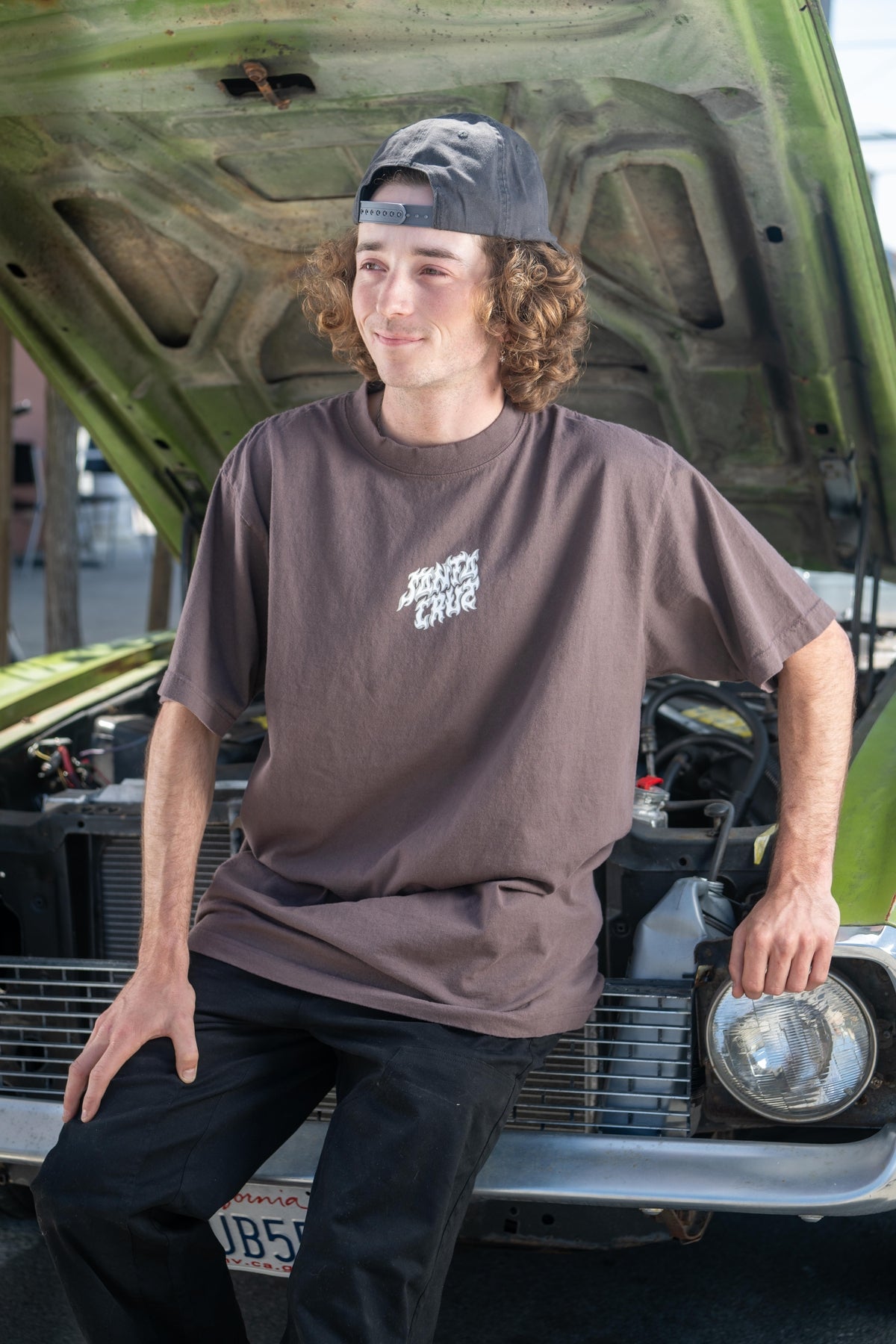 Santa Cruz Razor Dot Center Mocha Brown Heavyweight S/s Shirt