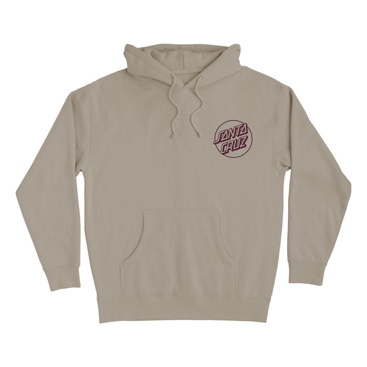 Santa Cruz Opus Dot P/O Hooded Heavyweight Sweatshirt Cement with Maroon