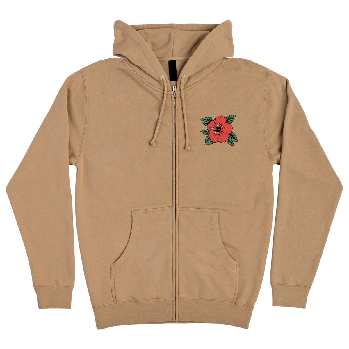 Santa Cruz Screaming Hibiscus Dot Zip Hooded Midweight Sweatshirt Sandstone
